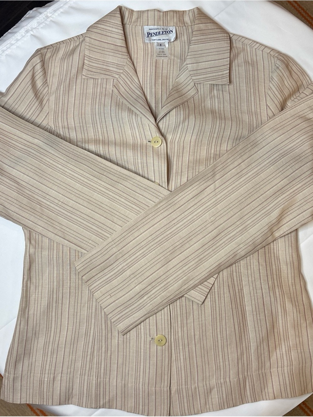 Pendleton Beige & Taupe Striped Blazer